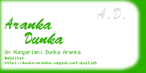 aranka dunka business card